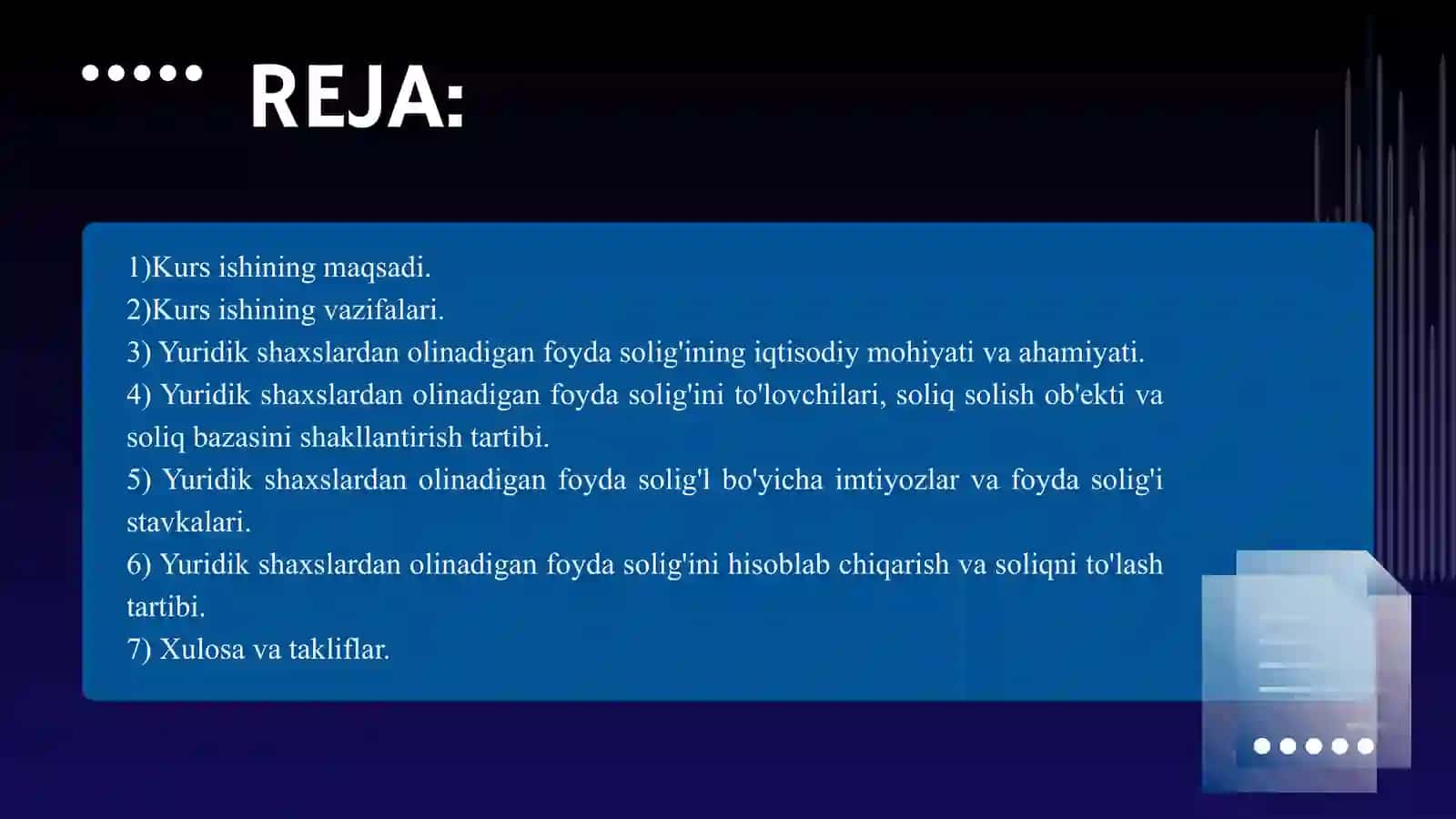 Yuridik shaxslardan olinadigan foyda solig'I 2