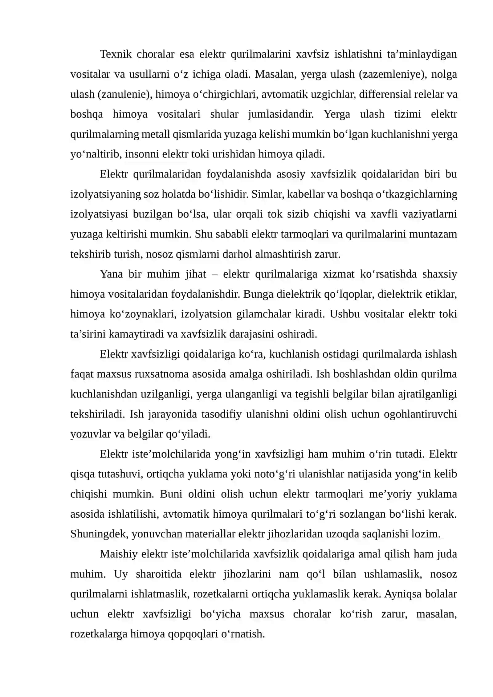 Elektr energetika istemolchilarda xavfsizlik qoidalariga rioya qilish va texnika xavfsizligi 2