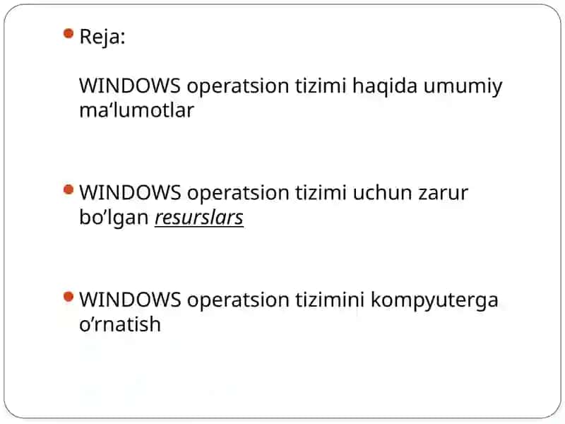 WINDOWS operatsion tizimi 2