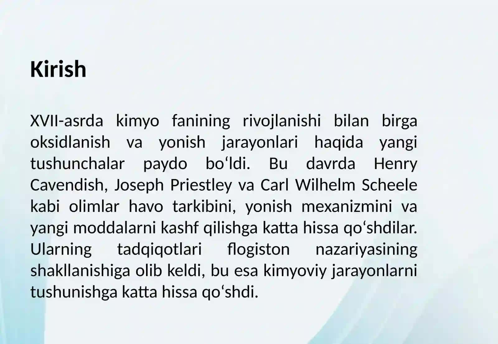 Kavendish, Pristli va Sheele kashfiyotlari 2