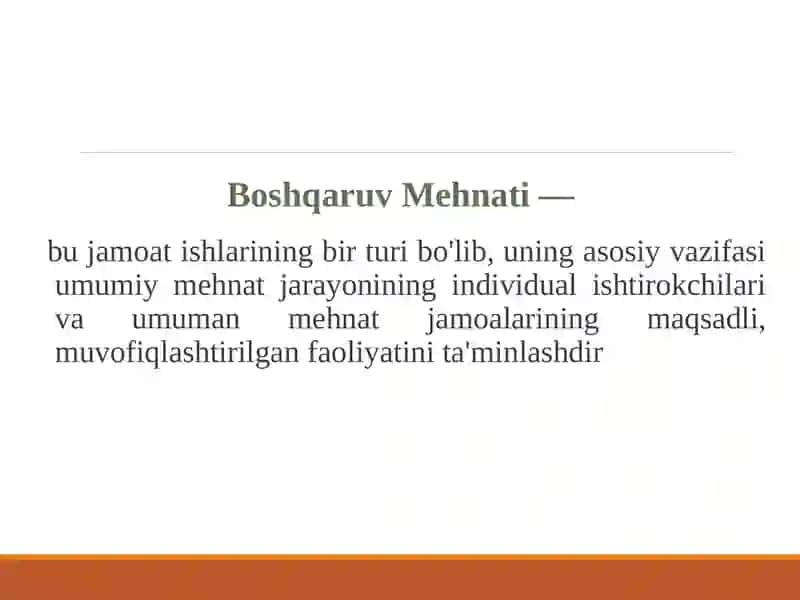 Boshqaruv Mehnatini Tashkil Qilish 2