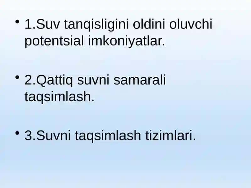 Suvni taqsimlash tizimlari 2