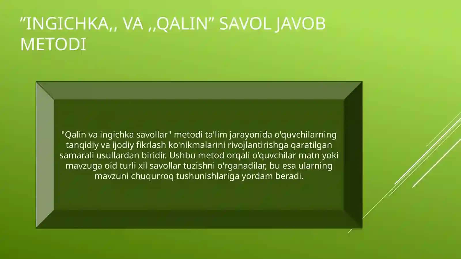 Ingichka va Qalin savol javob metodi 2