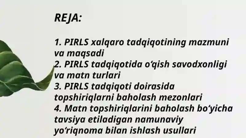 PIRLS tadqiqotlari haqida umumiy maʼlumot. 2