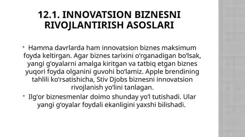 Innovatsion rivojlanishning asoslari 2