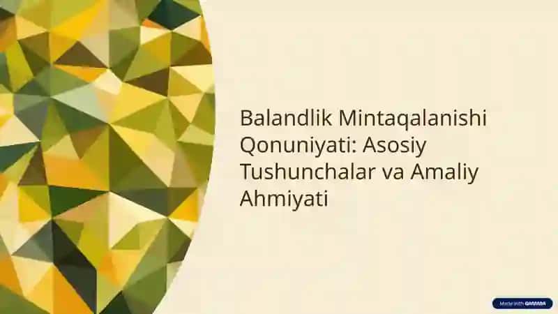 Balandlik Mintaqalanishi Qonuniyati 2