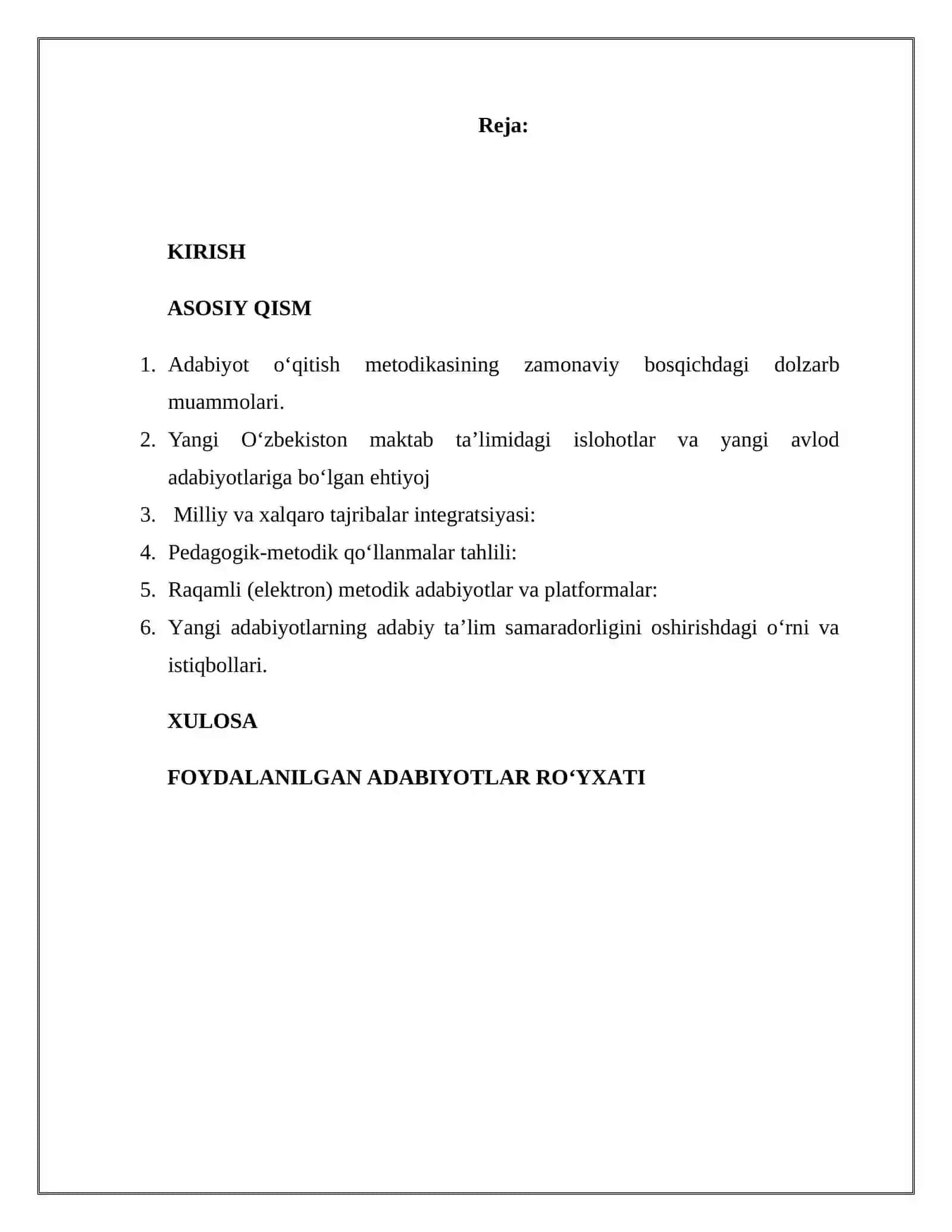 Adabiyot o‘qitish metodikasi 2