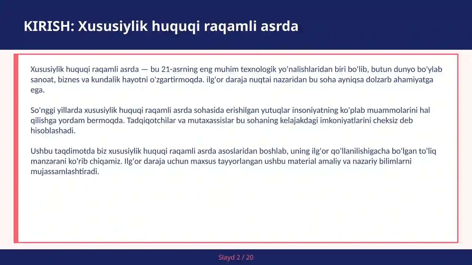 Xususiylik Huquqi Raqamli Asrda 2