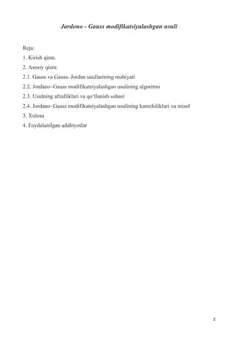 Jardono - Gauss modifikatsiyalashgan usuli 2