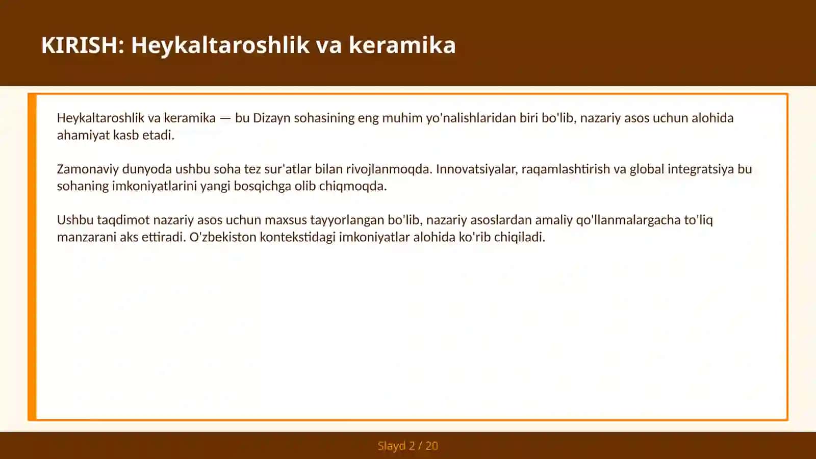 HEYKALTAROSHLIK VA KERAMIKA 2