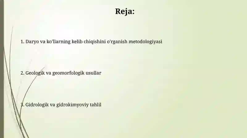 Daryo va ko'llarning kelib chiqishiga ko'ra o'rganish metodikasi 2
