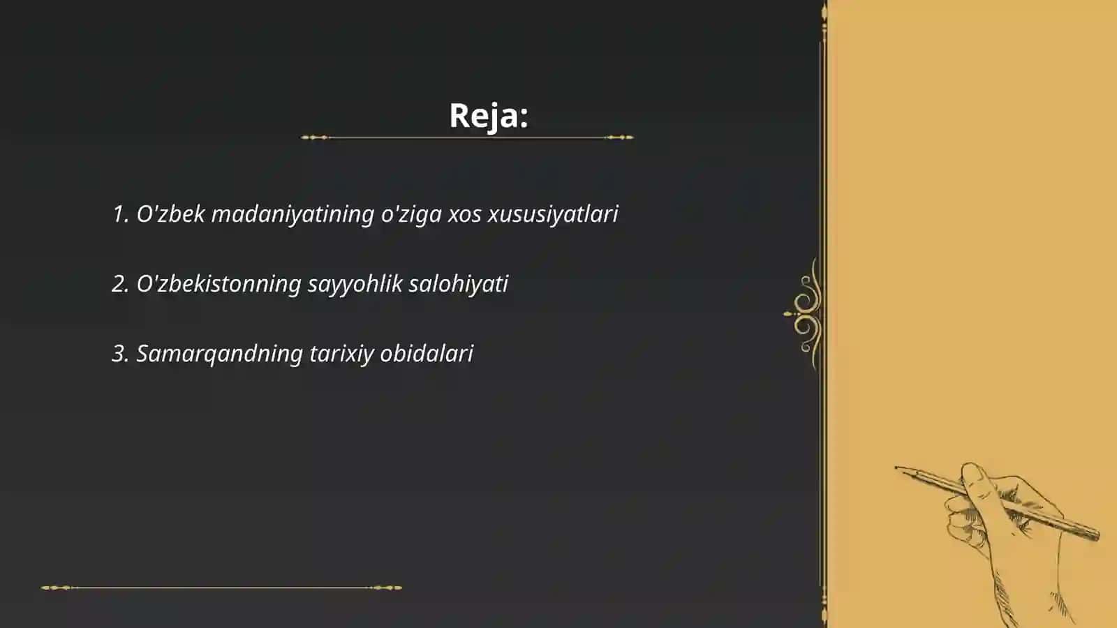 O'zbek madaniyatining o'ziga xos xususiyatlari 2