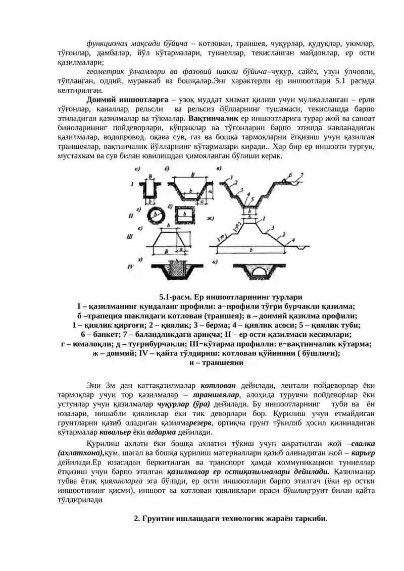 Умумий қоидалар. Ер иншоотлари турлари. 2