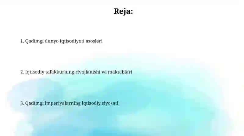Qadimgi dunyo iqtisodiygʻoyalari 2