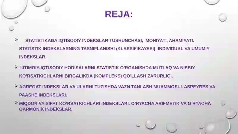Statistikada iqtisodiy indekslar 2