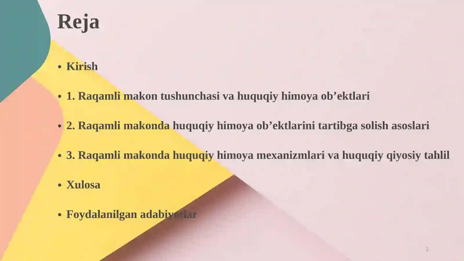 Raqamli ma'kon va huquqiy himoya ob'ektlari 2