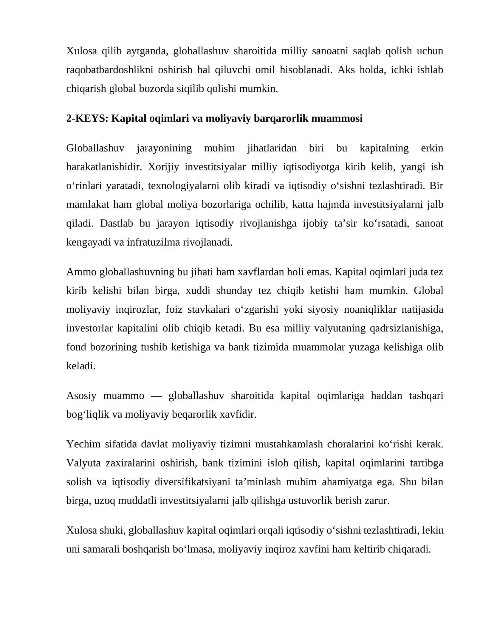 Global raqobat va milliy sanoatning zaiflashuvi 2