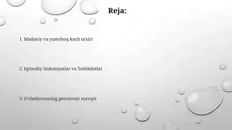 O'zbekistonning MDHdagi o'rni va mavqeyining oshib borishi 2