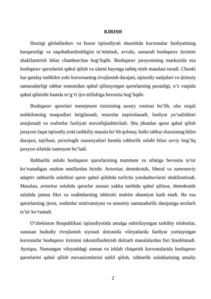 Boshqaruv Qarorlari va Ularning Rahbarlik Uslubidagi Ahamiyati 2
