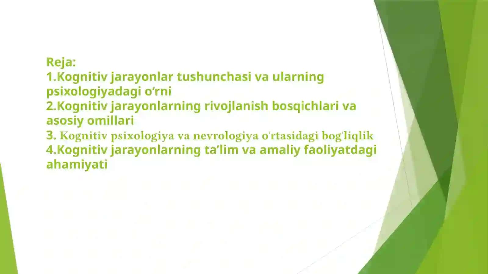 Kognitiv jarayonlarning shakllanishi 2