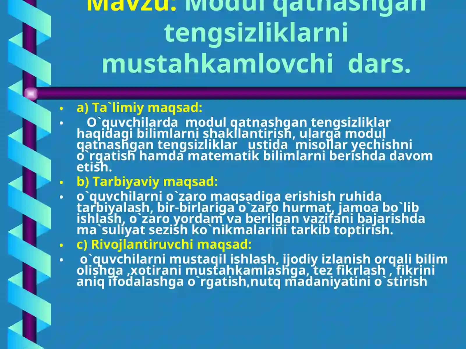 Modul qatnashgan tengsizliklarni mustahkamlovchi dars 2