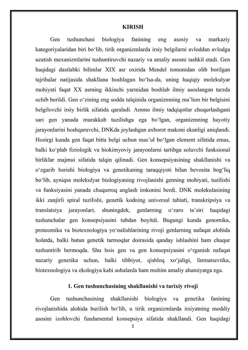 Gen va gen konsepsiyasi xaqida tushuncha 2