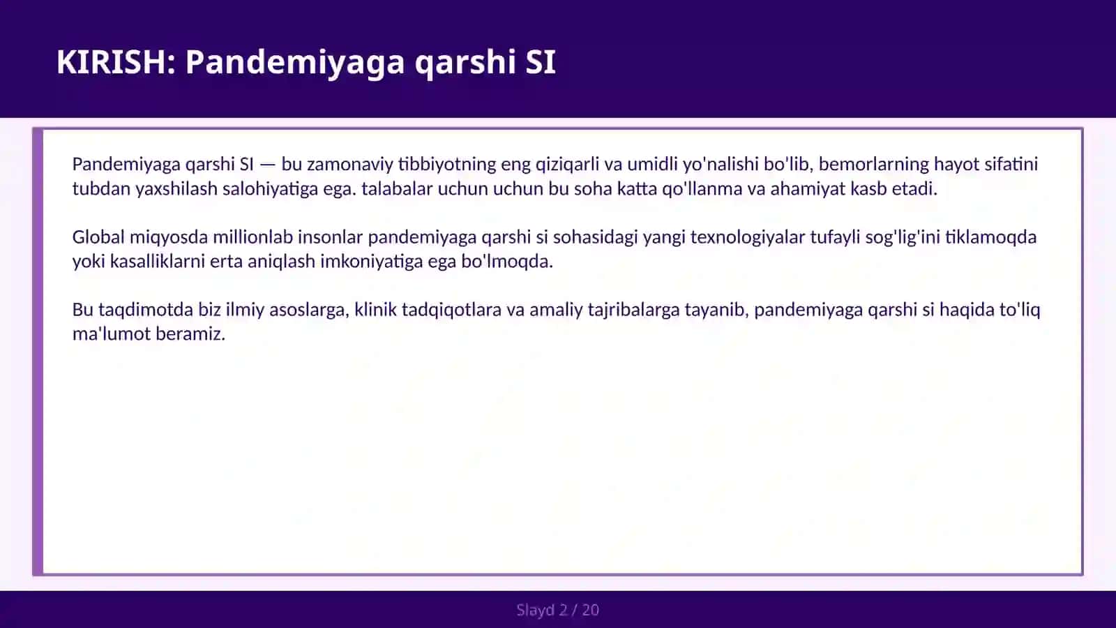 Pandemiyaga qarshi SI 2