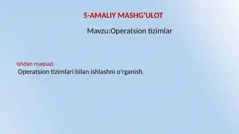 Operatsion tizimlar 2