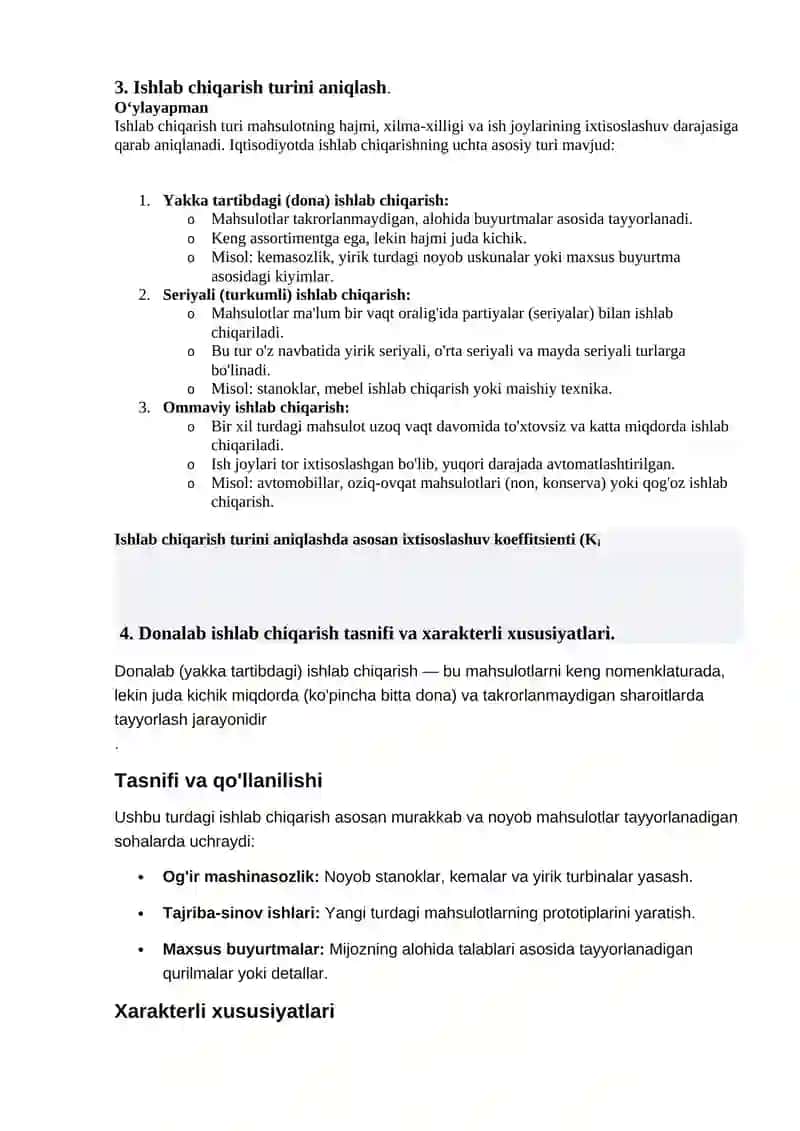 Mashinasozlikda ishlab chiqrish turlari 2