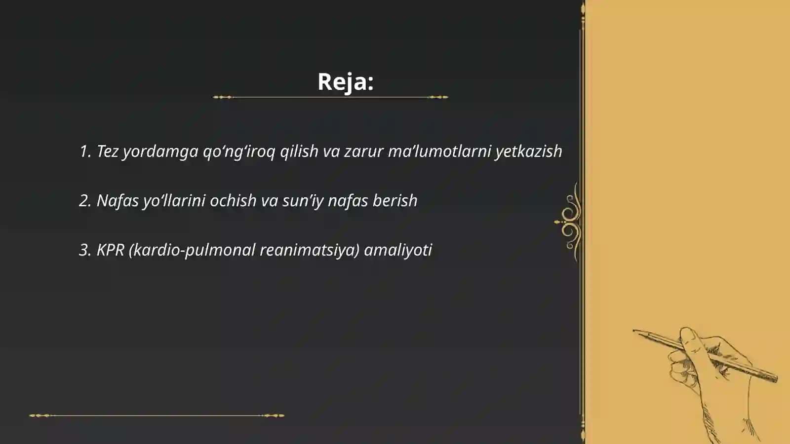 Vrachgacha birinchi yordam ko'rsatish 2