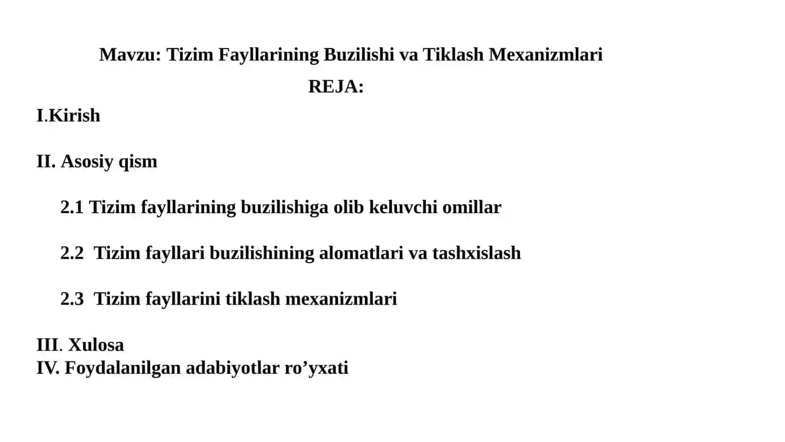 Tizim Fayllarining Buzilishi va Tiklash Mexanizmlari 2