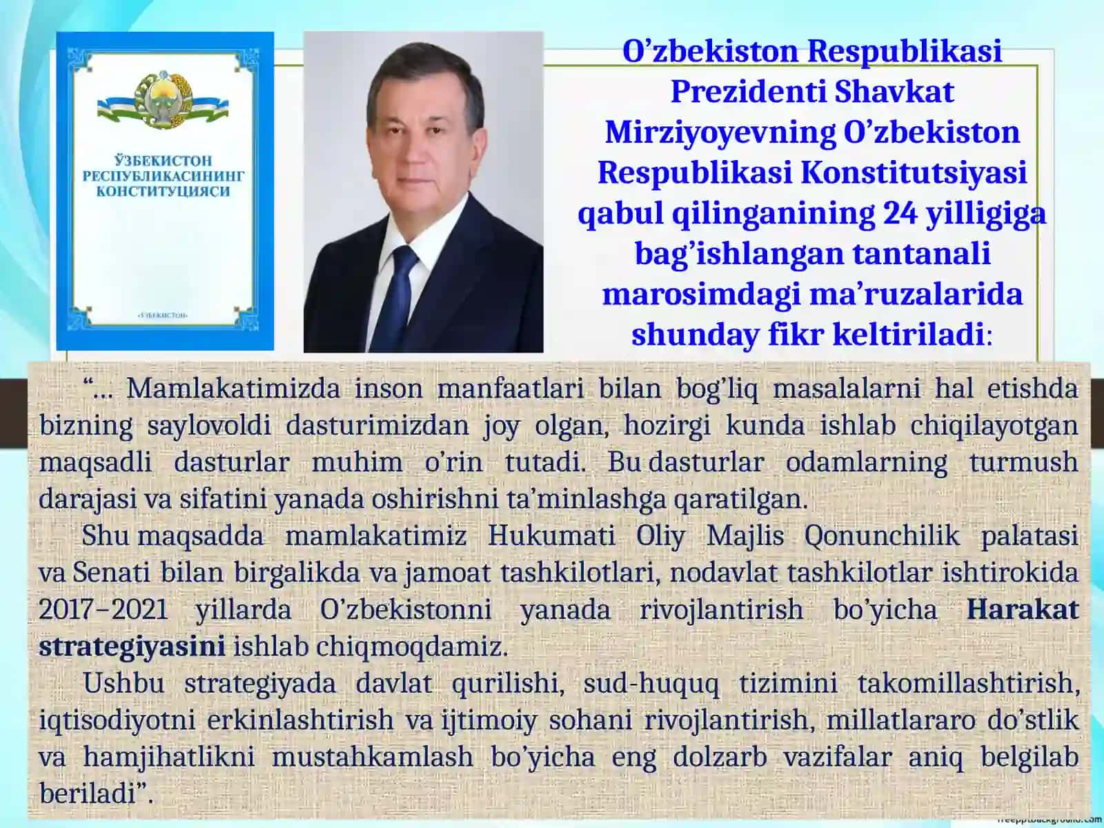 YANGI O'ZBEKISTONNI RIVOJLANTIRISH STRATEGIYASI 2