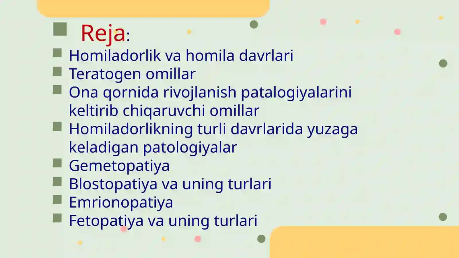 Ona qornida rivojlanish patologiyalari 2