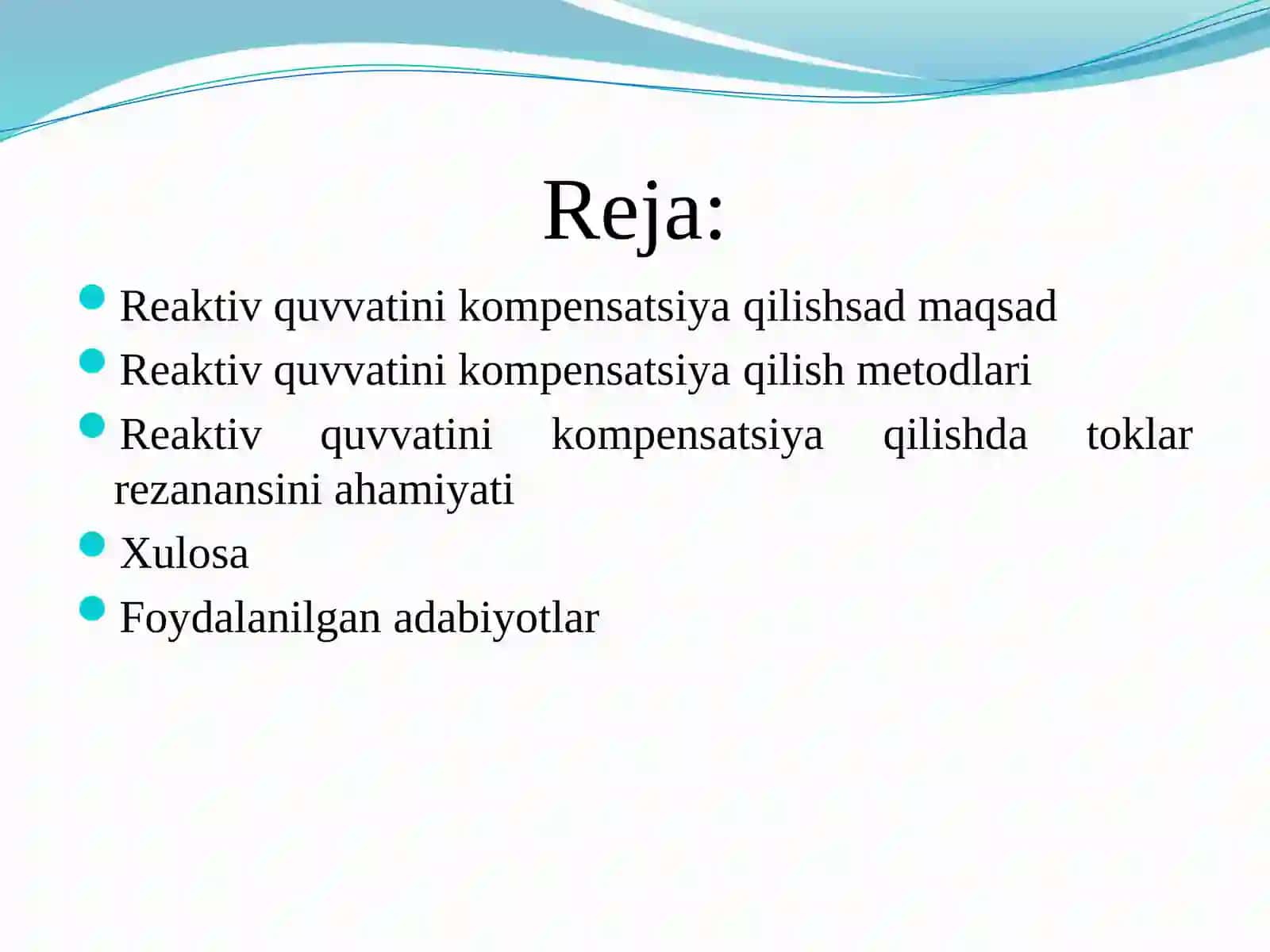 Konchilik korxonalarida sexning reaktiv quvvatini kompensatsiyalash 2