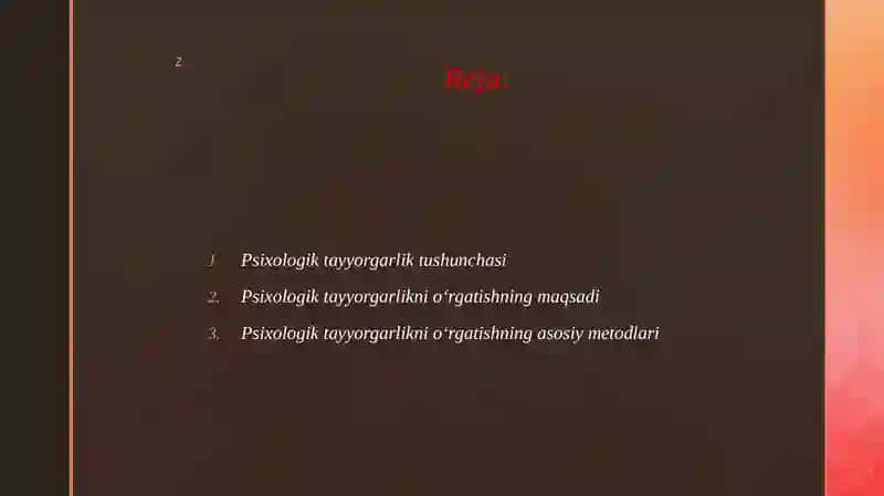 Psixologik tayyorgarlik to'g'risida tushuncha va uni o'rgatish 2