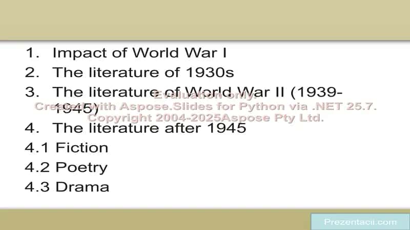 English Literature after World War I and World War II 2