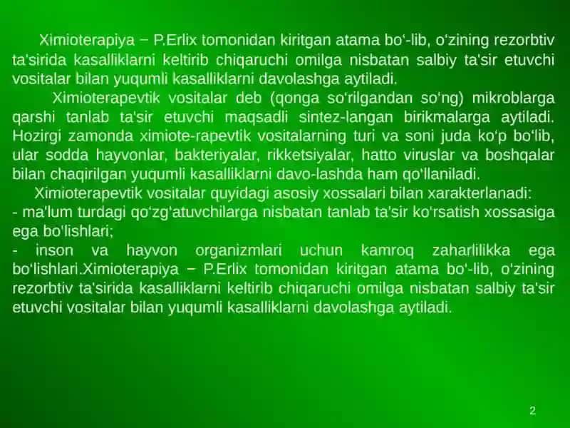 ANTIBAKTERIAL XIMIOTERAPEVTIK VOSITALAR ANTIBIOTIKLAR 2