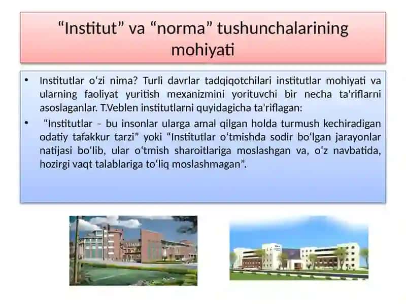 INSTITUTLAR VA ULARNING JAMIYAT RIVOJLANISHIDAGI ROLI 2