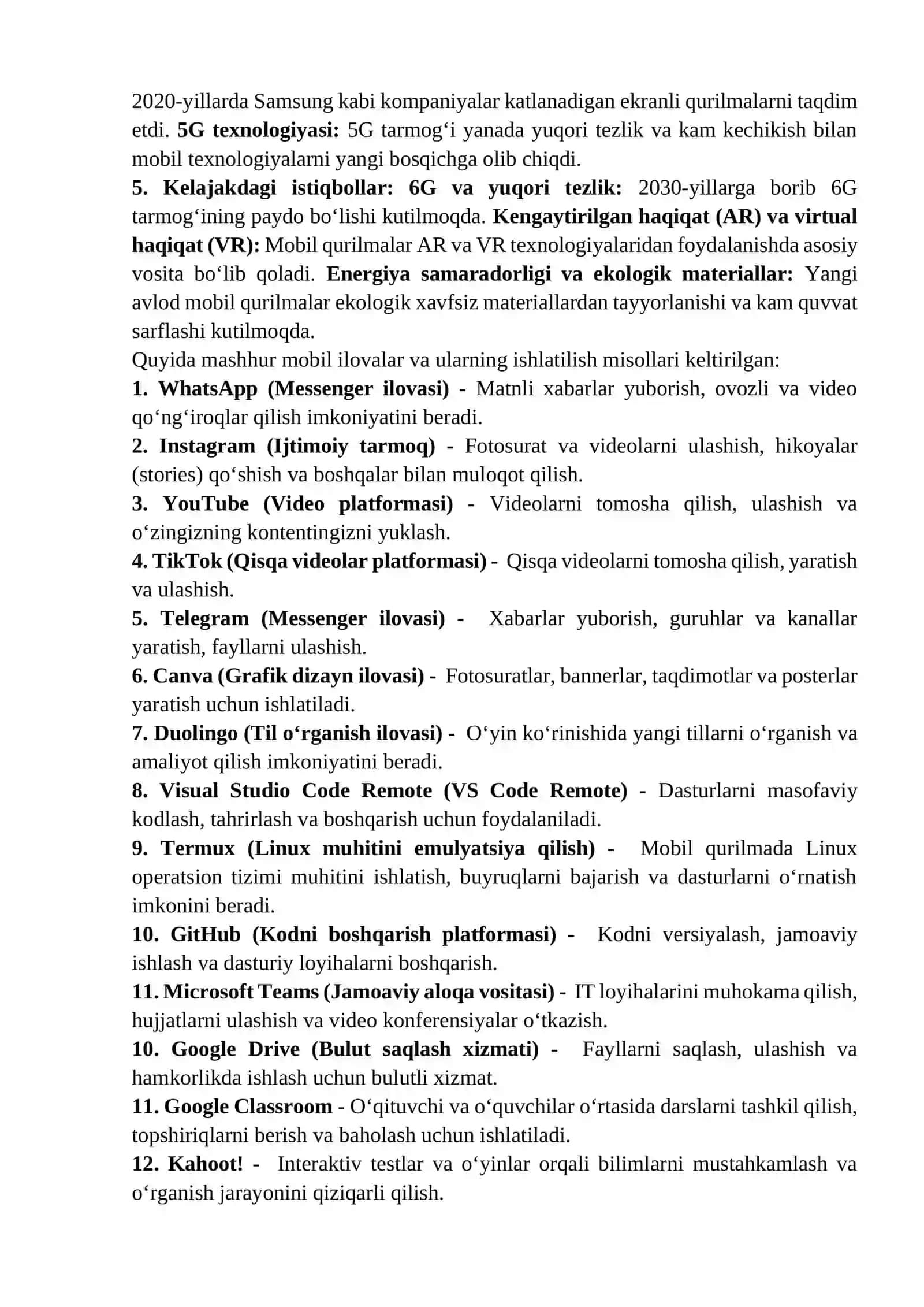 Mobil qurilmalar va ularning imkoniyatlari 2
