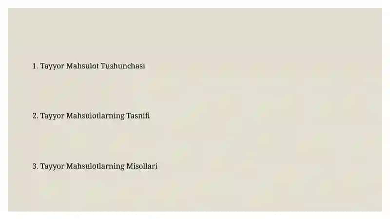 Tayyor Mahsulot Tushunchasi 2