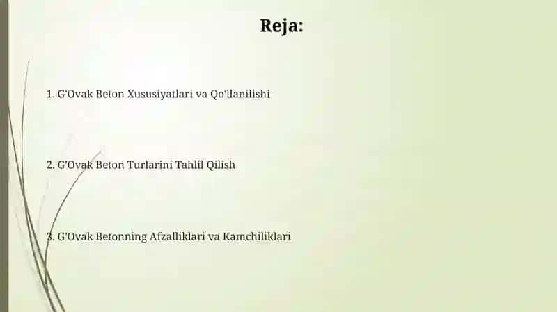 G'Ovak Beton Turlarini Tahlil Qilish 2