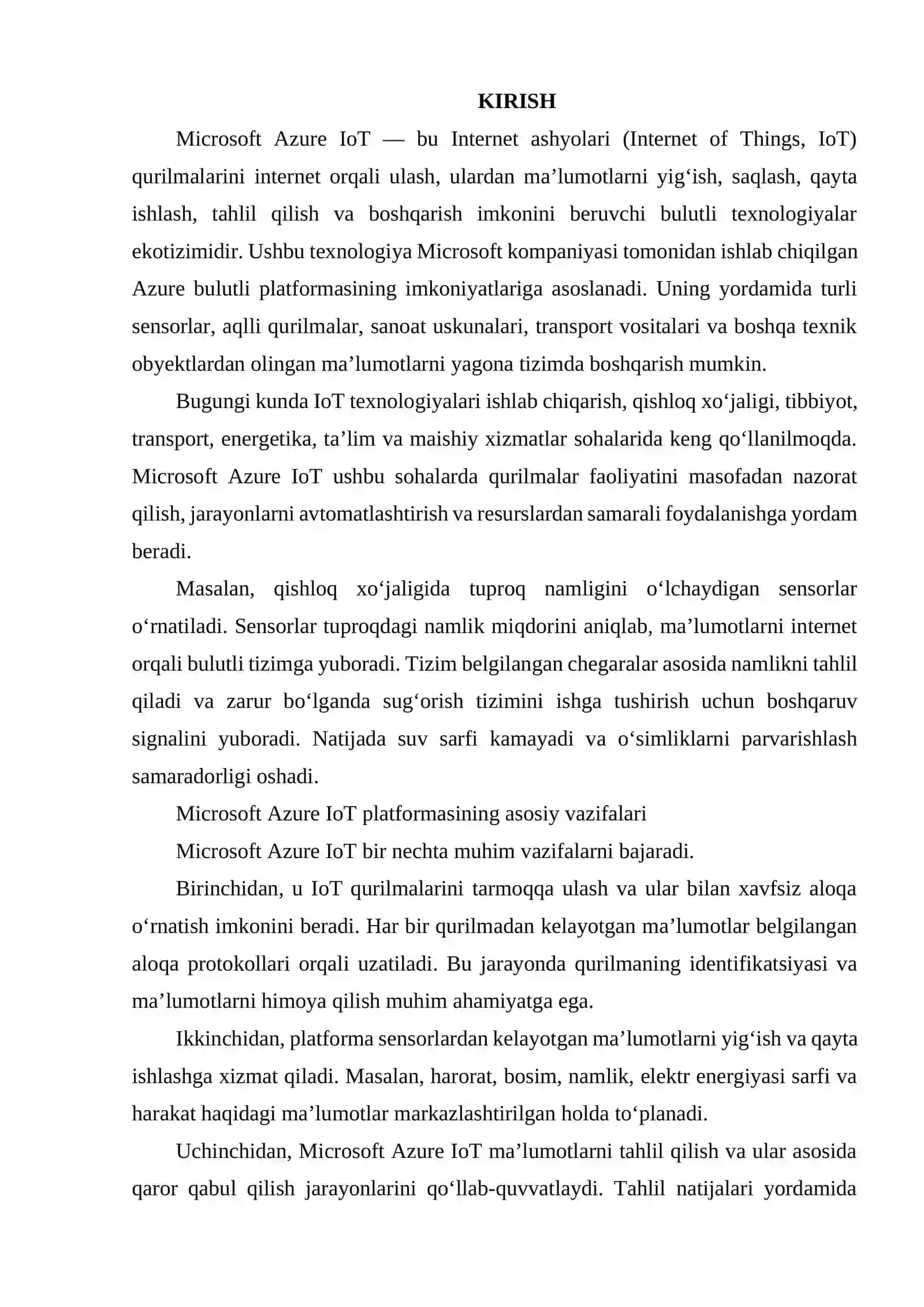 MICROSOFT AZURE IOT TEXNOLOGIYASI 2