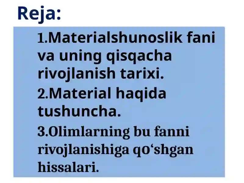 Materialshunoslik fani 2