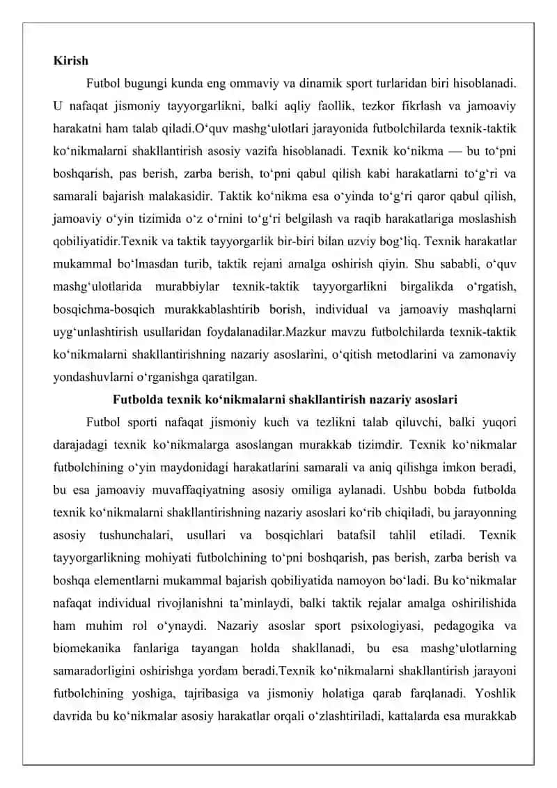 Texnik-Taktik Ko‘nikmalar 2
