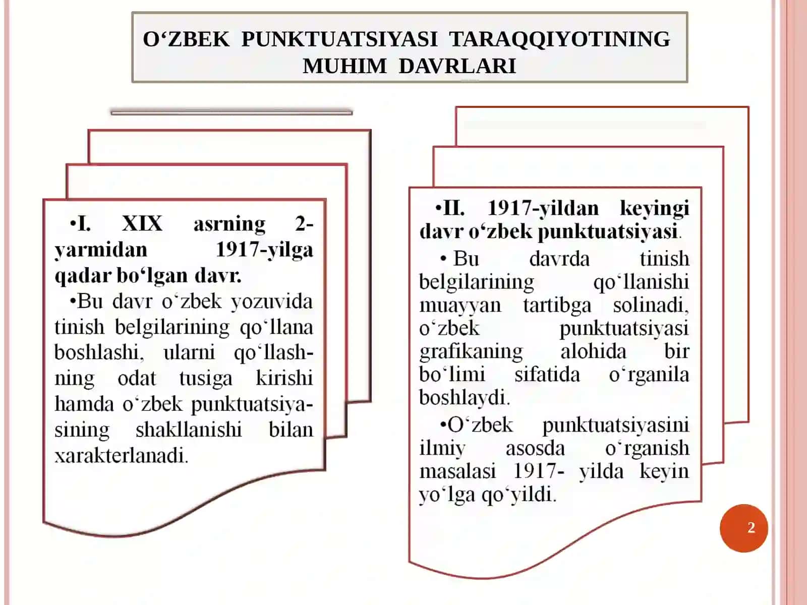 O‘ZBEK PUNKTUATSIYASI TARAQQIYOTINING MUHIM DAVRLARI 2