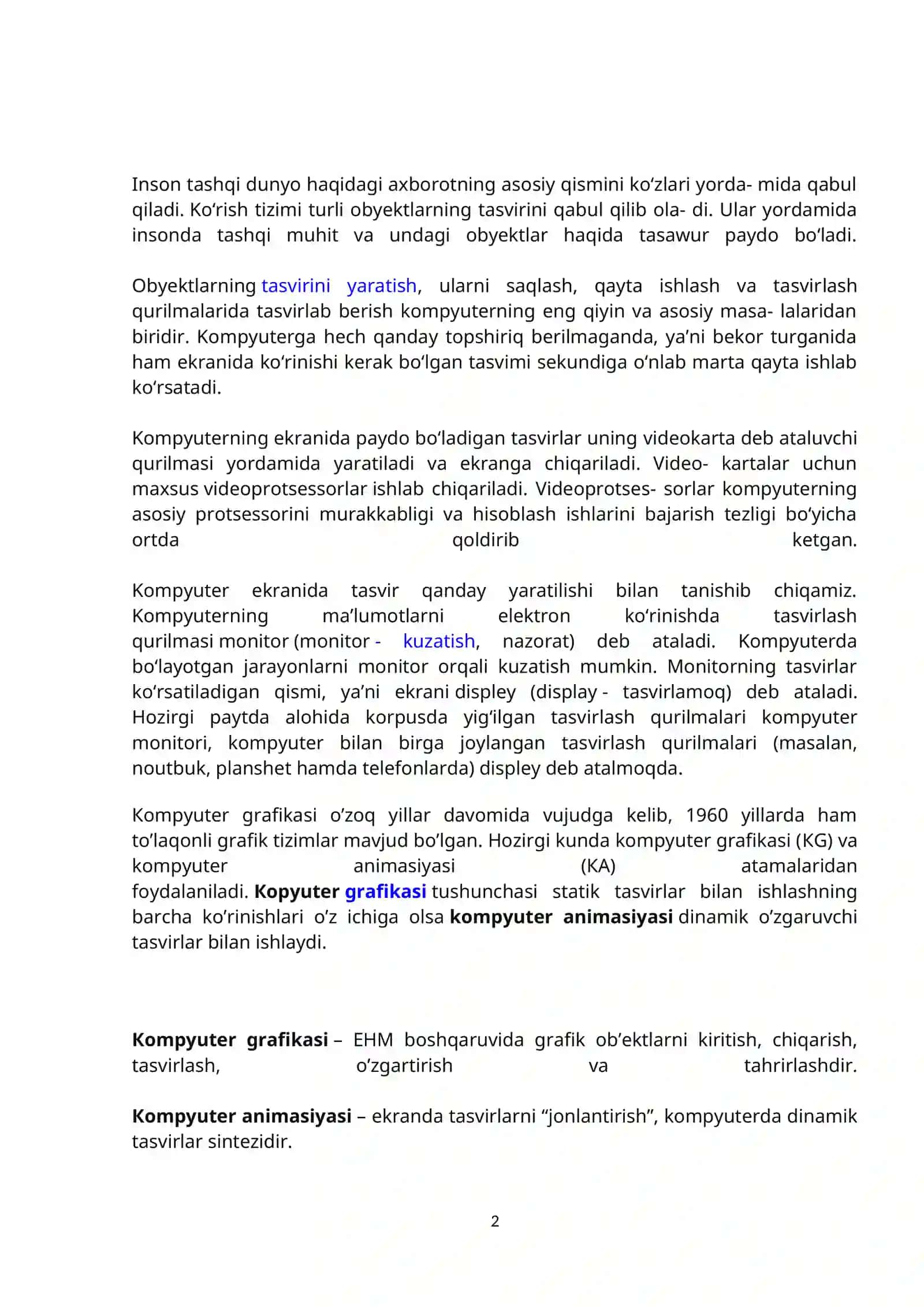 Kompyuter grafikasi haqida ma’lumot 2