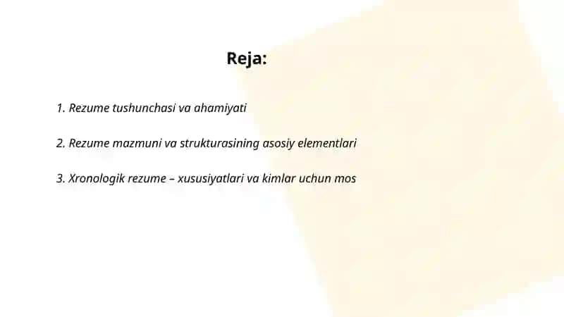 Rezume va uning turlari 2