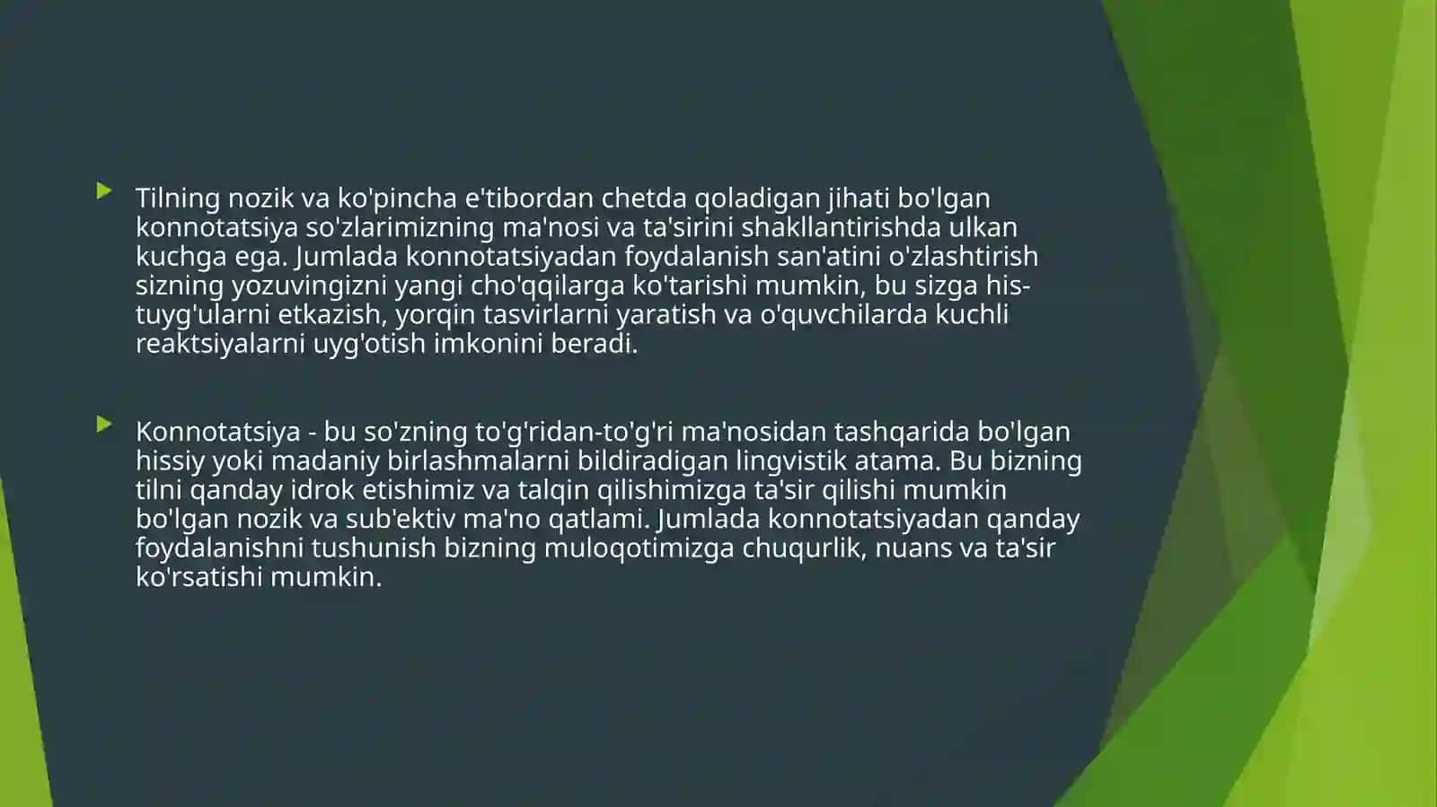 PPT O‘zbek va arab tillarida konnotatsiyaning ifodalanishi 2