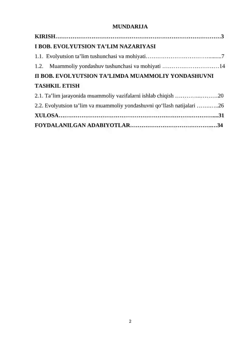 EVOLYUTSION TA'LIMNI O’QITISHDA MUAMMOLIY YONDASHUV 2