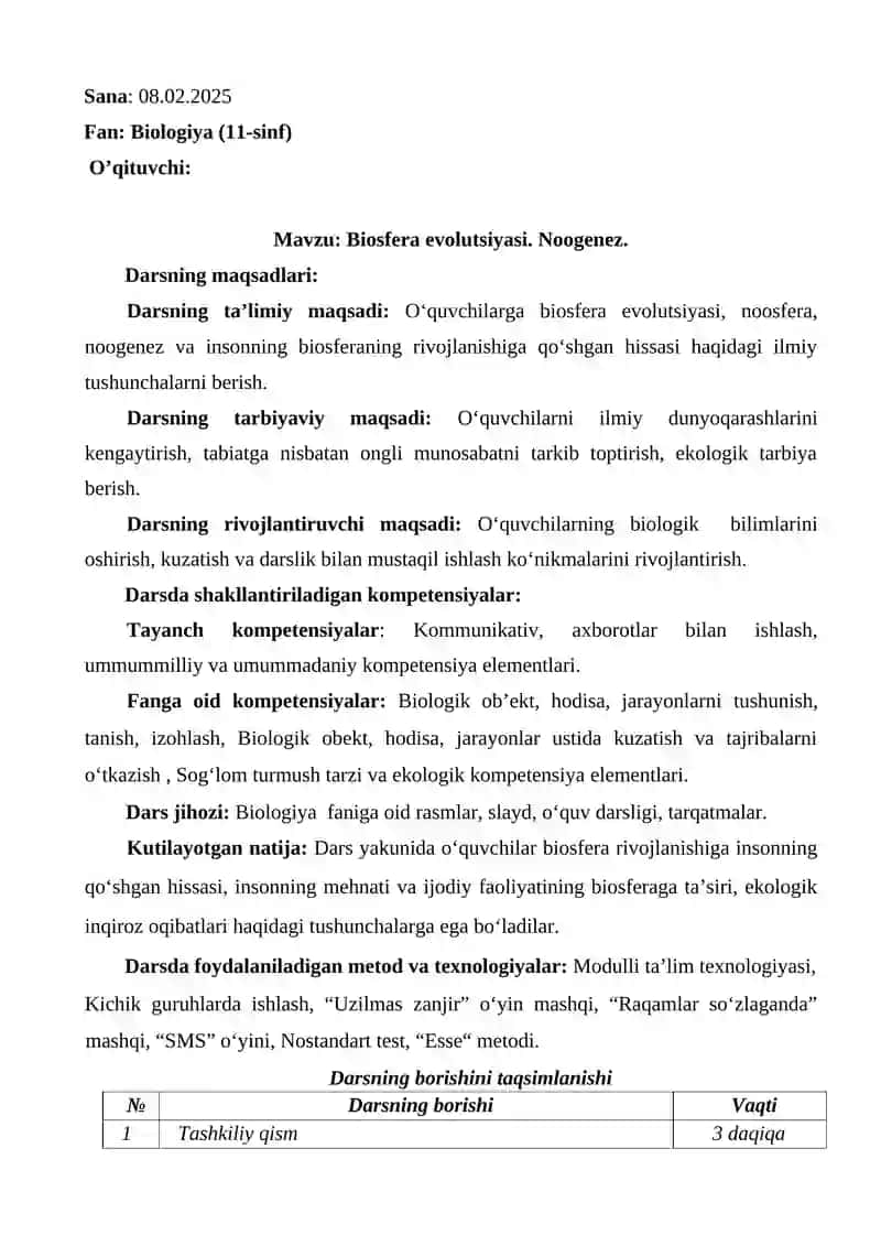 BIOLOGIYA O’QITISH METODIKASI 2